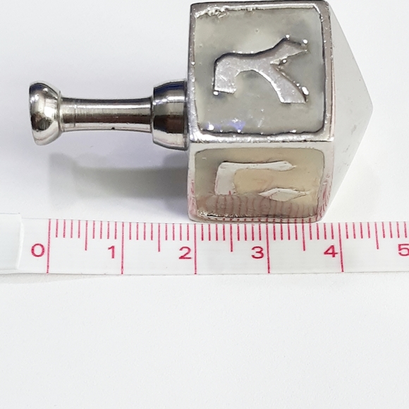 DREIDEL- Israel Dreidel Vintage Mother of Pearl Silver Hanukkah - Picture 9 of 9